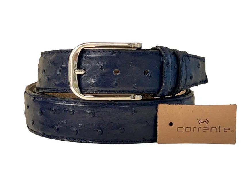 Corrente Genuine Ostrich Belt Navy