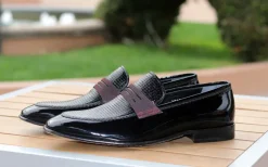 Corrente Patent Leather Penny Loafer Black