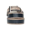 Corrente Perforated Calfskin Belt Navy