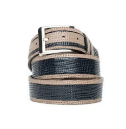 Corrente Perforated Calfskin Belt Navy