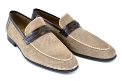 Corrente Perforated Suede Slip-On Loafer Taupe