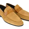 Corrente Perforated Suede Slip-On Loafer Tan