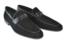 Corrente Perforated Suede Slip-On Loafer Black