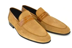 Corrente Perforated Suede Slip-On Loafer Tan