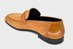 Corrente Perforated Suede Slip-On Loafer Tan