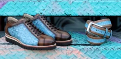 Corrente Printed Calfskin Lace-Up Oxford Taupe