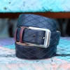 Corrente Quilted Calfskin Belt Navy
