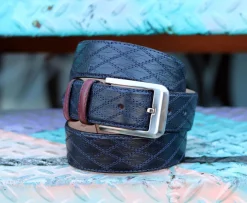 Corrente Quilted Calfskin Belt Navy