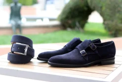 Corrente Suede Double Monkstrap Shoe Navy