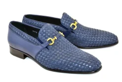 Corrente Woven Calfskin & Suede Slip-On Shoe Blue