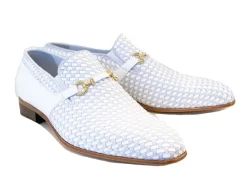 Corrente Woven Calfskin & Suede Slip-On Shoe White