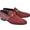 Corrente Woven Calfskin & Suede Slip-On Shoe Burgundy