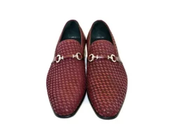 Corrente Woven Calfskin & Suede Slip-On Shoe Burgundy