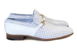 Corrente Woven Calfskin & Suede Slip-On Shoe White
