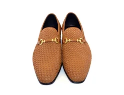 Corrente Woven Calfskin & Suede Slip-On Shoe Tan