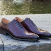 Crocodile Embossed Calfskin Lace-Up Oxford Burgundy