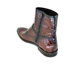 Crocodile Printed Calfskin Slip-On Boot Brown