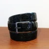Crocodile Printed Leather Belt Black