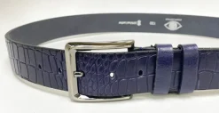 Crocodile Printed Leather Belt Navy