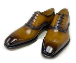 Daniel Burnished Calfskin Lace-Up Oxford Caramel