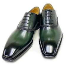 Daniel Burnished Calfskin Lace-Up Oxford Olive