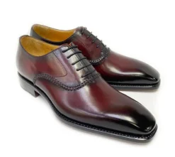 Daniel Burnished Calfskin Lace-Up Oxford Burgundy