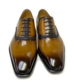 Daniel Burnished Calfskin Lace-Up Oxford Caramel