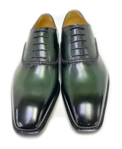 Daniel Burnished Calfskin Lace-Up Oxford Olive
