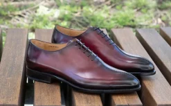 Derrick Burnished Calfskin Lace-Up Oxford Burgundy