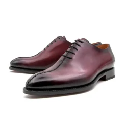 Derrick Burnished Calfskin Lace-Up Oxford Burgundy