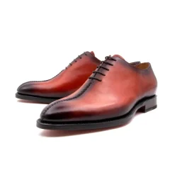Derrick Burnished Calfskin Lace-Up Oxford Camel