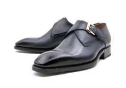 Edward Sr. Burnished Calfskin Monkstrap Shoe Grey