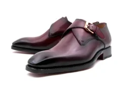 Edward Sr. Burnished Calfskin Monkstrap Shoe Burgundy