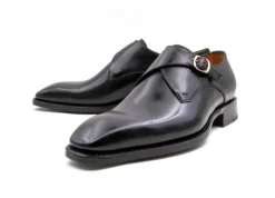 Edward Sr. Burnished Calfskin Monkstrap Shoe Black