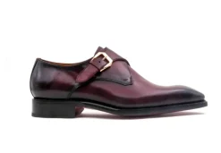 Edward Sr. Burnished Calfskin Monkstrap Shoe Burgundy
