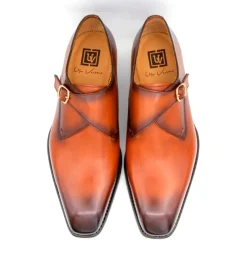 Edward Sr. Burnished Calfskin Monkstrap Shoe Camel