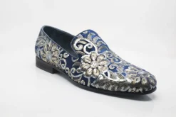 Embroidered Velvet Slip-On Loafer Sapphire