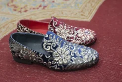 Embroidered Velvet Slip-On Loafer Ruby