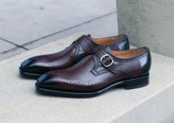 Eric Burnished Calfskin Monkstrap Shoe Brown