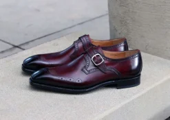 Eric Burnished Calfskin Monkstrap Shoe Burgundy