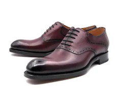 Hudson Burnished Calfskin Lace-Up Oxford Burgundy