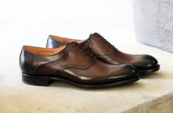 Hudson Burnished Calfskin Lace-Up Oxford Brown