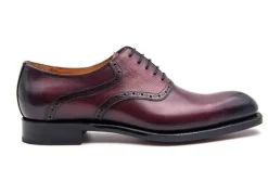 Hudson Burnished Calfskin Lace-Up Oxford Burgundy