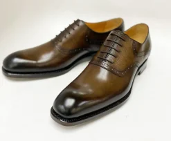 Hudson Burnished Calfskin Lace-Up Oxford Brown