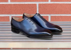 Jason Sr Burnished Calfskin Lace-Up Oxford Navy