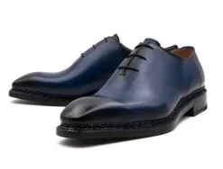 Jason Sr Burnished Calfskin Lace-Up Oxford Navy