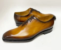 Jason Sr Burnished Calfskin Lace-Up Oxford Caramel