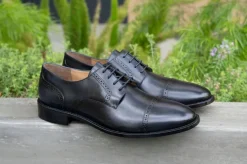 Jean Pierre Calfskin Lace-Up Oxford Charcoal