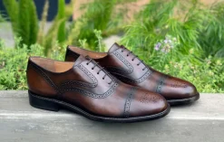 Jean Pierre Calfskin Lace-Up Oxford Brown