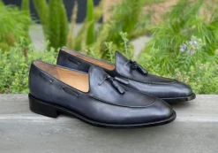 Jean Pierre Calfskin Tasseled Loafer Charcoal